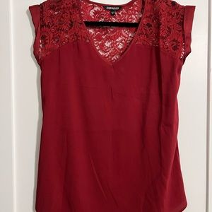 Express Red Blouse with lace back
